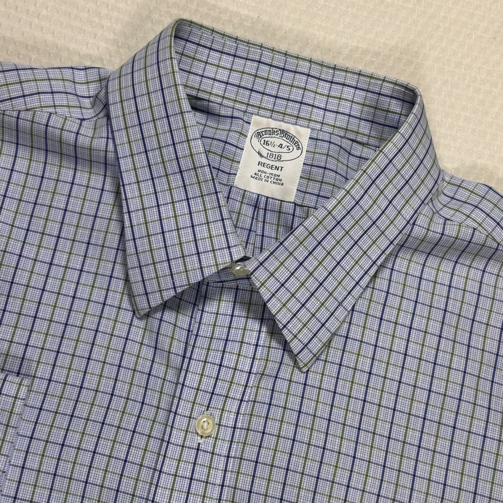 Brooks Brothers 1818 Regent Non-Iron Cotton‎ Dress Shirt Check 16.5 4/5 Gingham